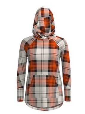 LuLaRoe Orange & Cream Plaid Hooded Pullover